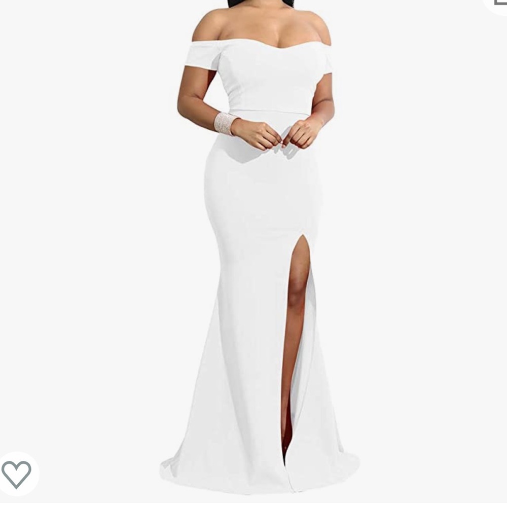 Off shoulder high slit party dress